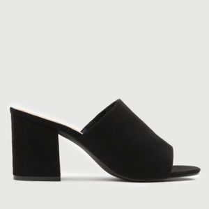 Black Suede Mules Sandals Heel Wedge Open Toe Slip On Espadrilles Summer